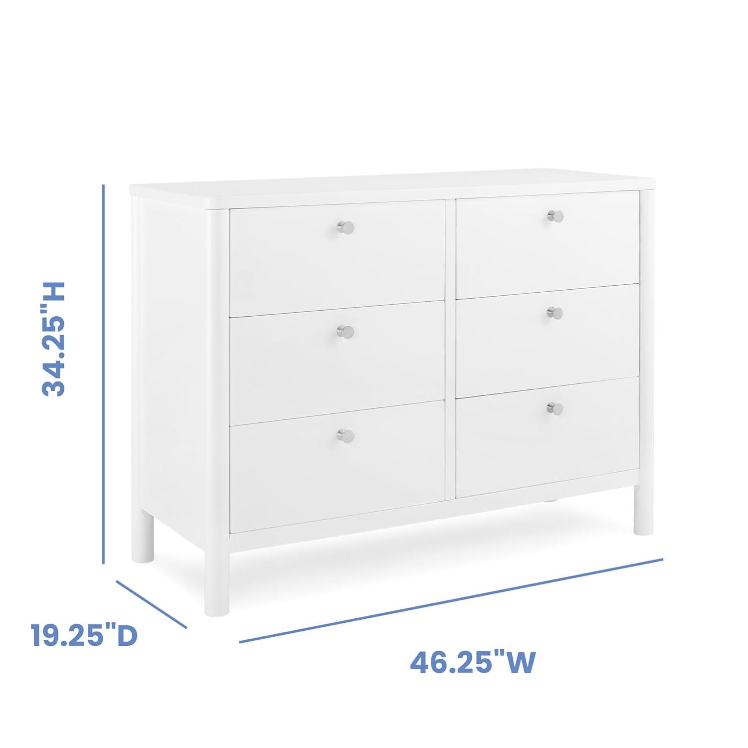 Delta Children Delta Children Brooks 6 Drawer Dresser With Interlocking Drawers (Includes 3 Sets Of Knobs – Choose From Natural, Brushed Nickel & Melted Bronze), Bianca