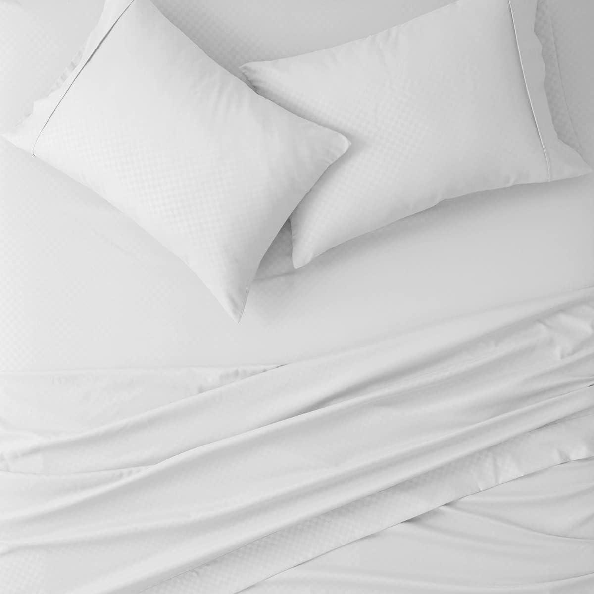 King White Checkered Deep Pocket Microfiber Sheet Set