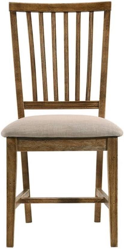 Acme Wallace II Side Chair (Set-2), Tan Linen & Weathered Oak Finish