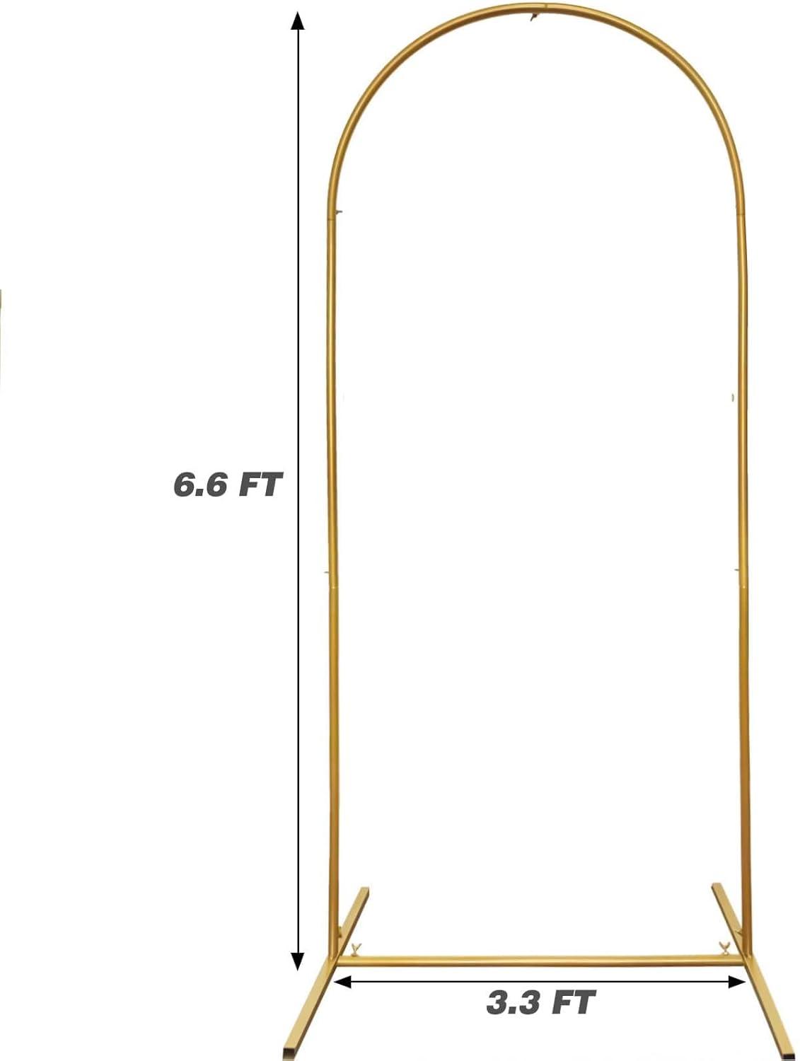 Gold Heart-Shaped Metal Wedding Arch with Square Base