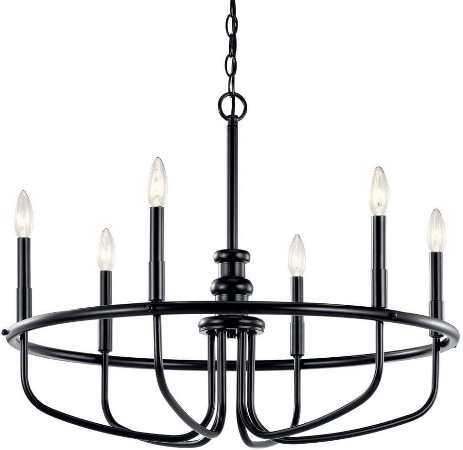 Brushed Nickel 6-Light Modern Candle Chandelier