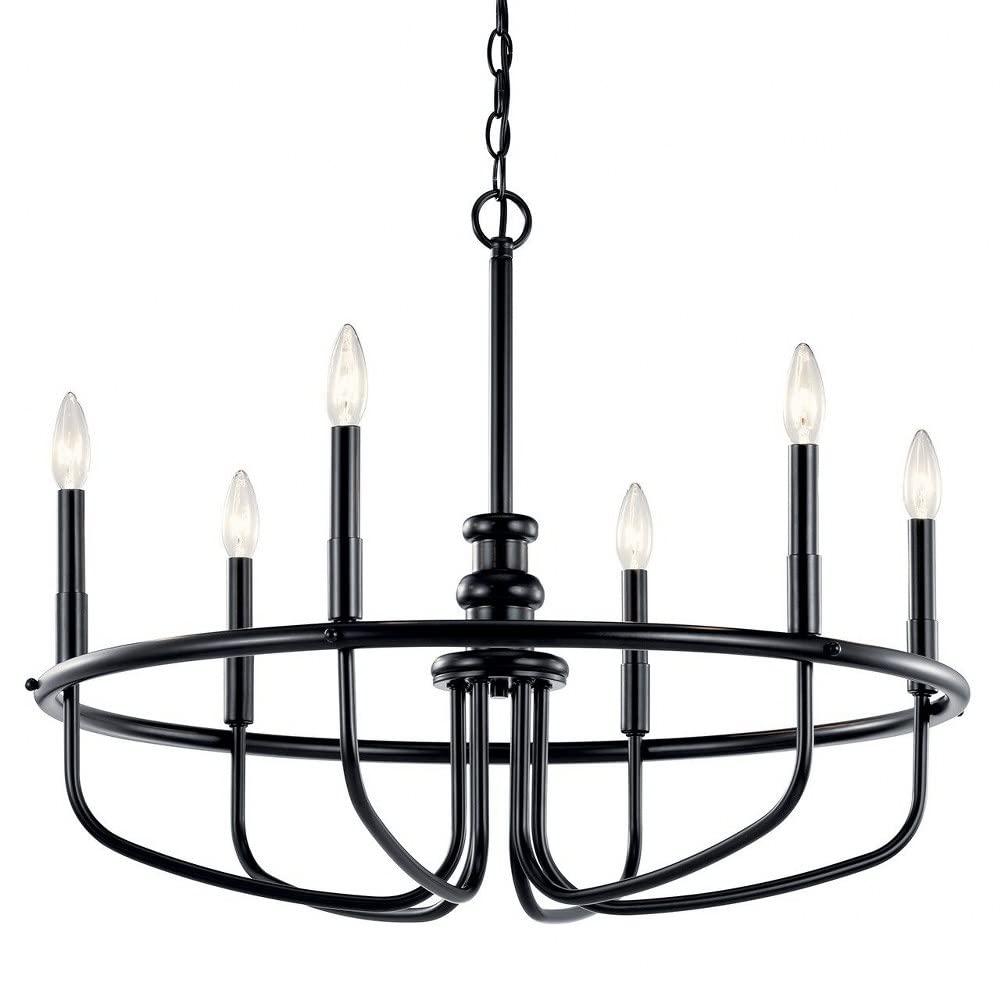 Capitol Hill Modern Black 6-Light Chandelier with Candle Sleeves