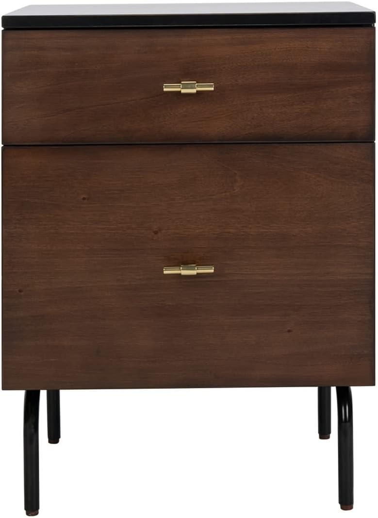 Genevieve 2 Drawer Nightstand - Walnut/Black - Safavieh.