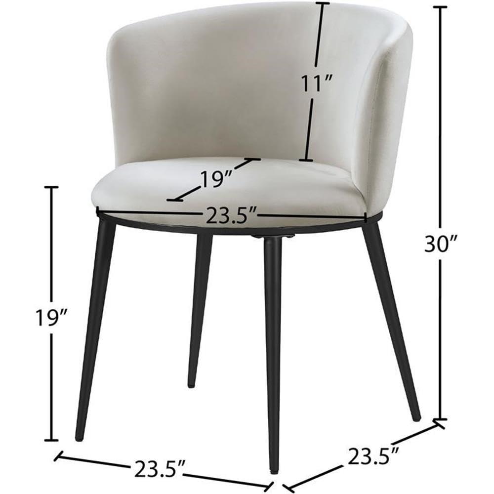 Maklaine Silla de Comedor Contemporánea de Terciopelo Color Crema (Juego de 2)