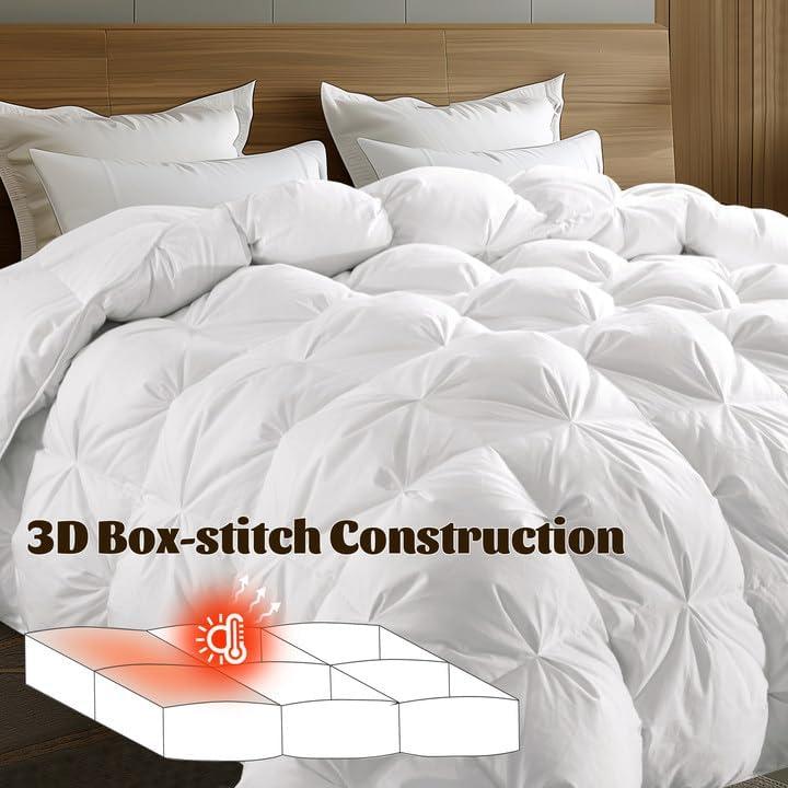 Luxurious White Cotton Full Size Pinch Pleat Comforter