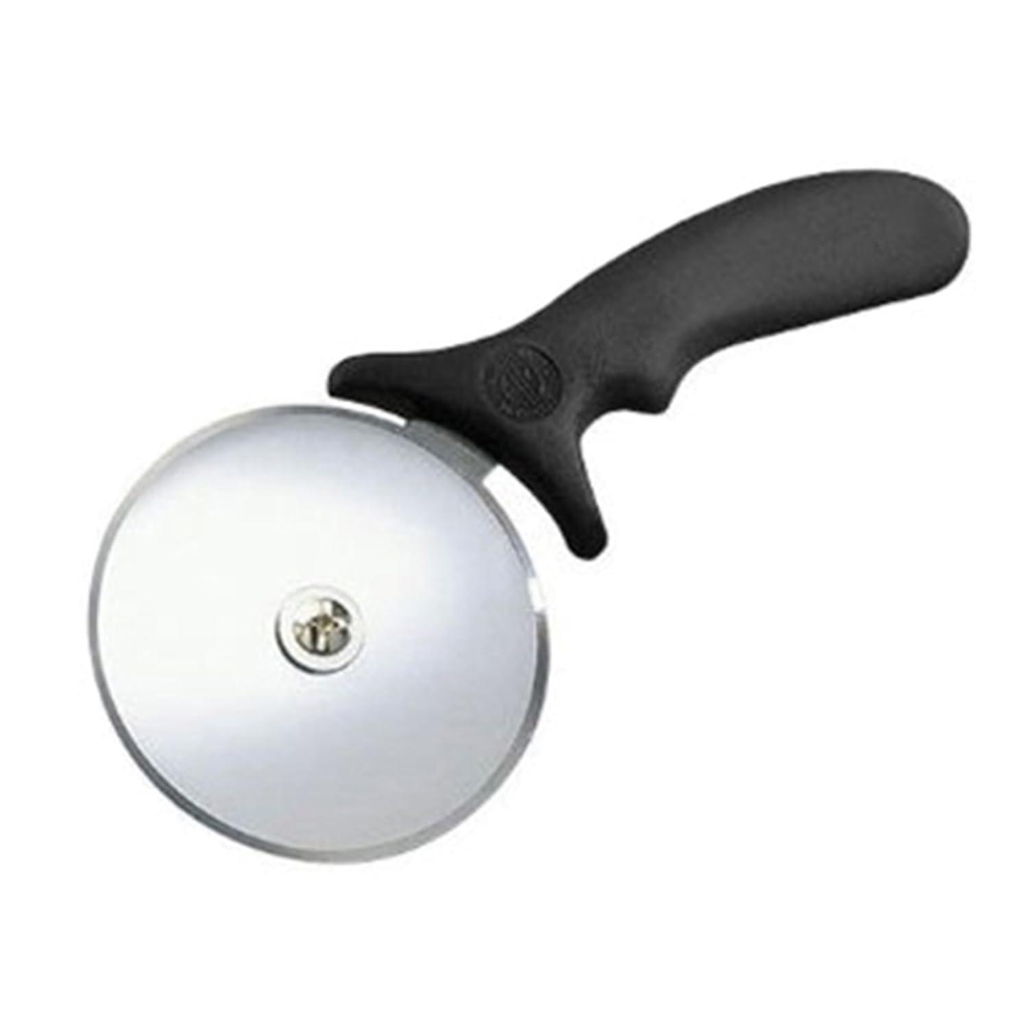 4-Inch Stainless Steel Pizza Cutter with Black Plastic Handle