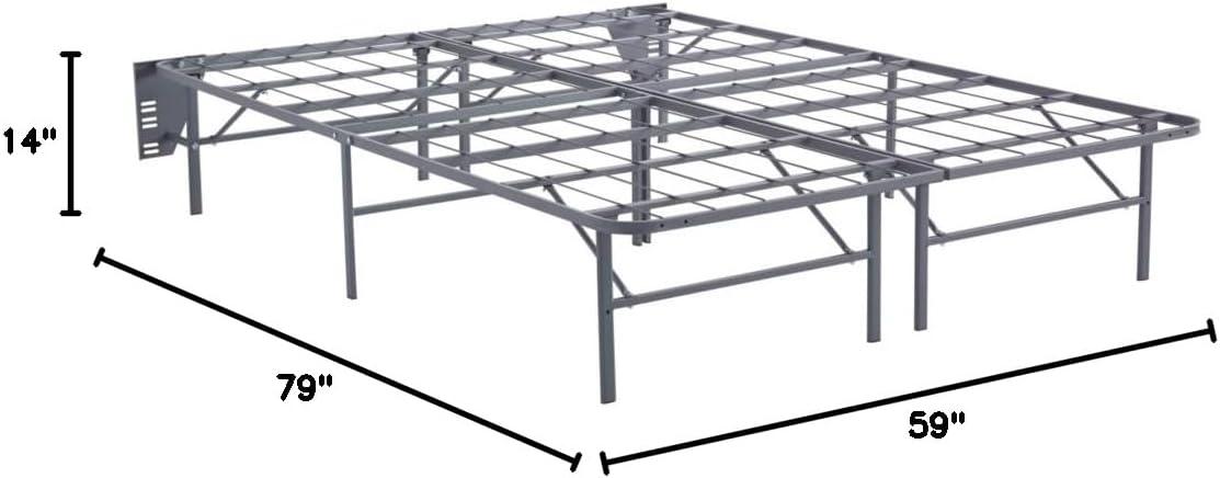 Gray Metal Queen Mattress Riser with Headboard Brackets