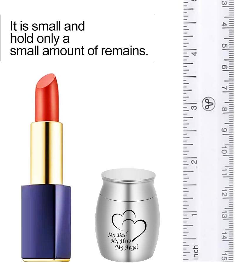 Small Keepsake Urn for Dad Mini Cremation Urns Decorative Memorial Funeral Ashes Holder Silver Engraved Stainless Steel Container for Dad Father 1.57 x 1.18 Inch-My Dad My Hero My Angel