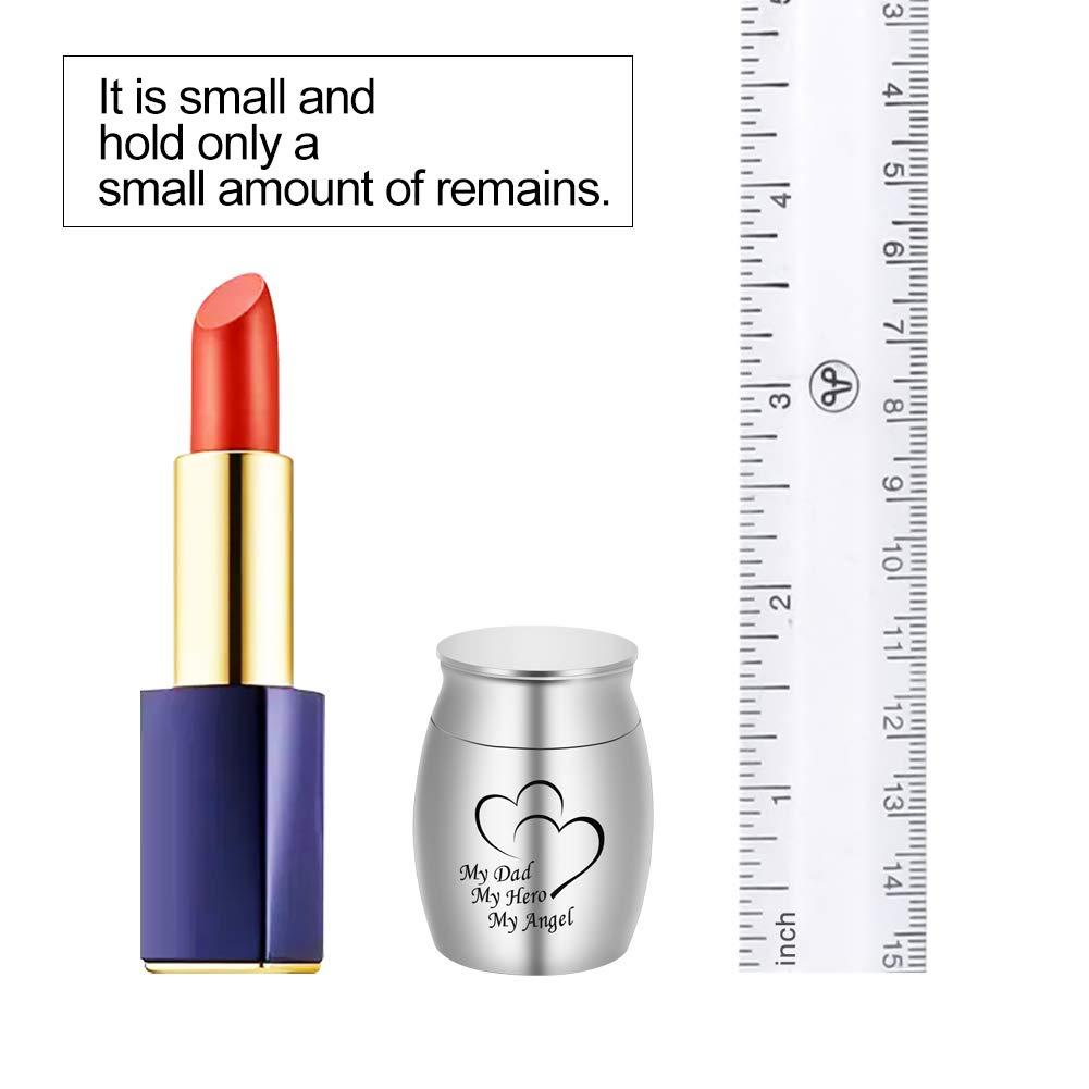 Small Keepsake Urn for Dad Mini Cremation Urns Decorative Memorial Funeral Ashes Holder Silver Engraved Stainless Steel Container for Dad Father 1.57 x 1.18 Inch-My Dad My Hero My Angel