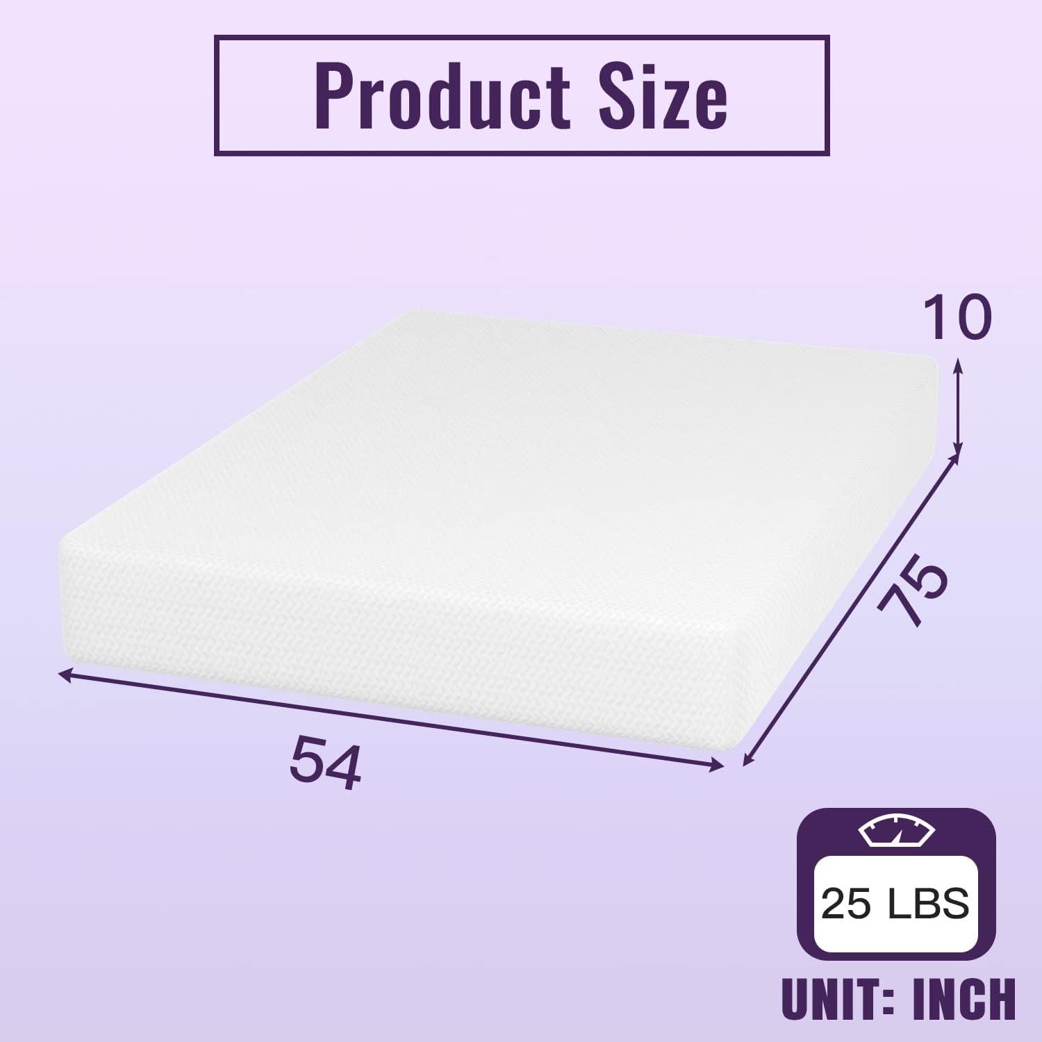 FDW 10 Inch Full Memory Foam Mattress Cooling Gel Bamboo Charcoal Infused Mattress Mattress CertiPUR-US Certified Breathable Bed Mattress,White (Full)