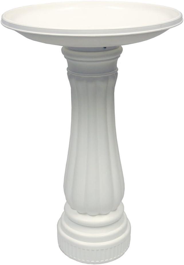 61010 Round Resin Bird Bath, White