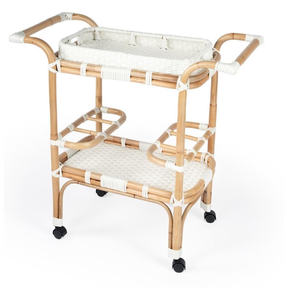 Butler Specialty Company Selena White Rattan Bar Cart