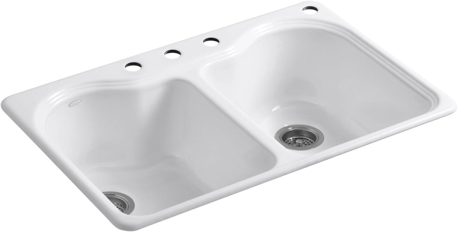 Hartland® 33" L x 22" W x 9-5/8" Double Basin Drop-In Kitchen Sink