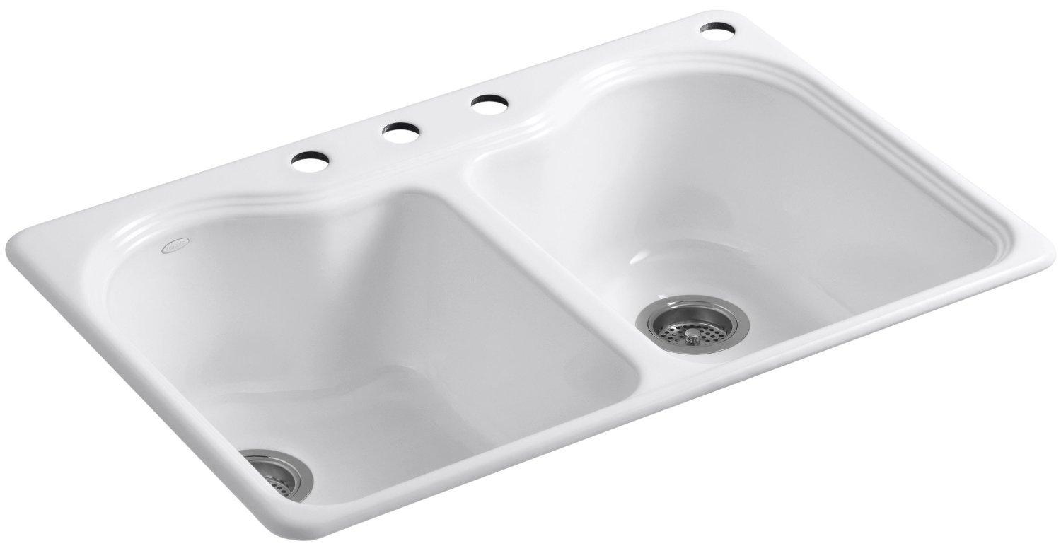 Hartland® 33" L x 22" W x 9-5/8" Double Basin Drop-In Kitchen Sink