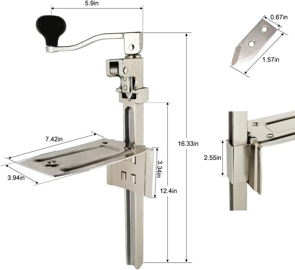 Heavy Duty Stainless Steel Commercial Can Opener with Adjustable Height