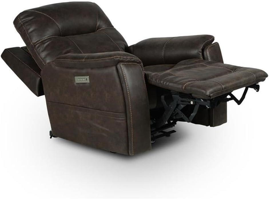 Lexington Power Media Recliner Saddle Brown - Steve Silver Co.: Faux Leather, USB Port, Cup Holder