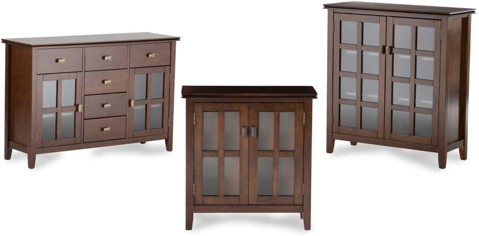 Simpli Home Artisan Wood 30" Transitional Low Cabinet in Russet Brown