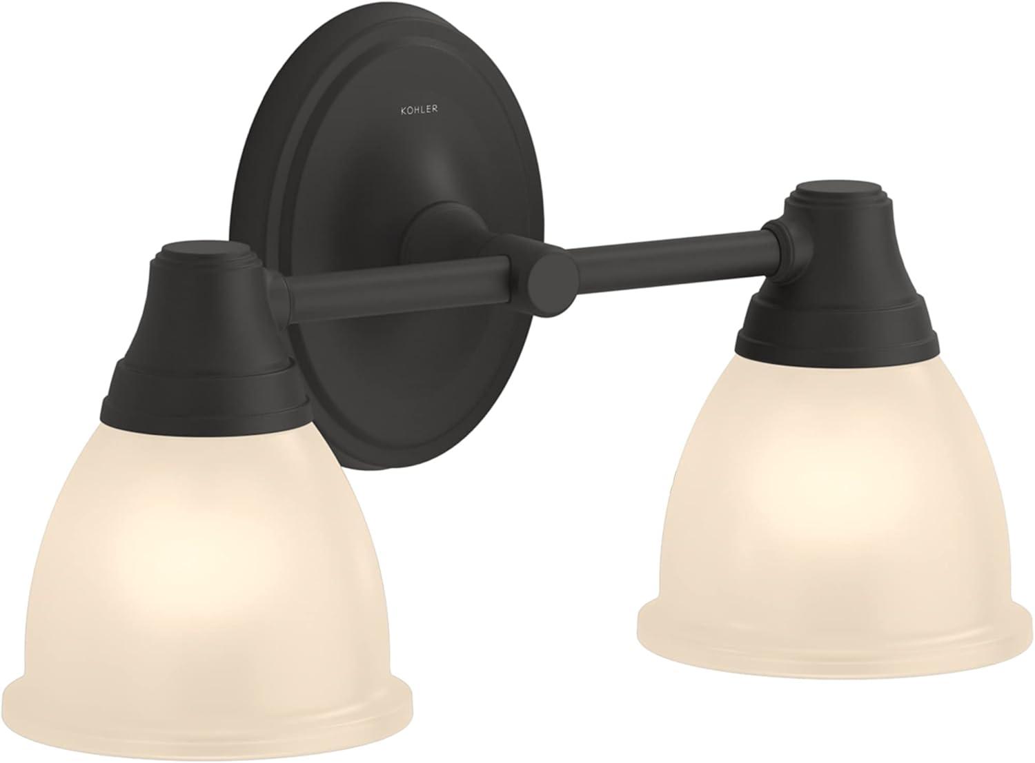 Matte Black Dual Frosted Glass Bathroom Vanity Light