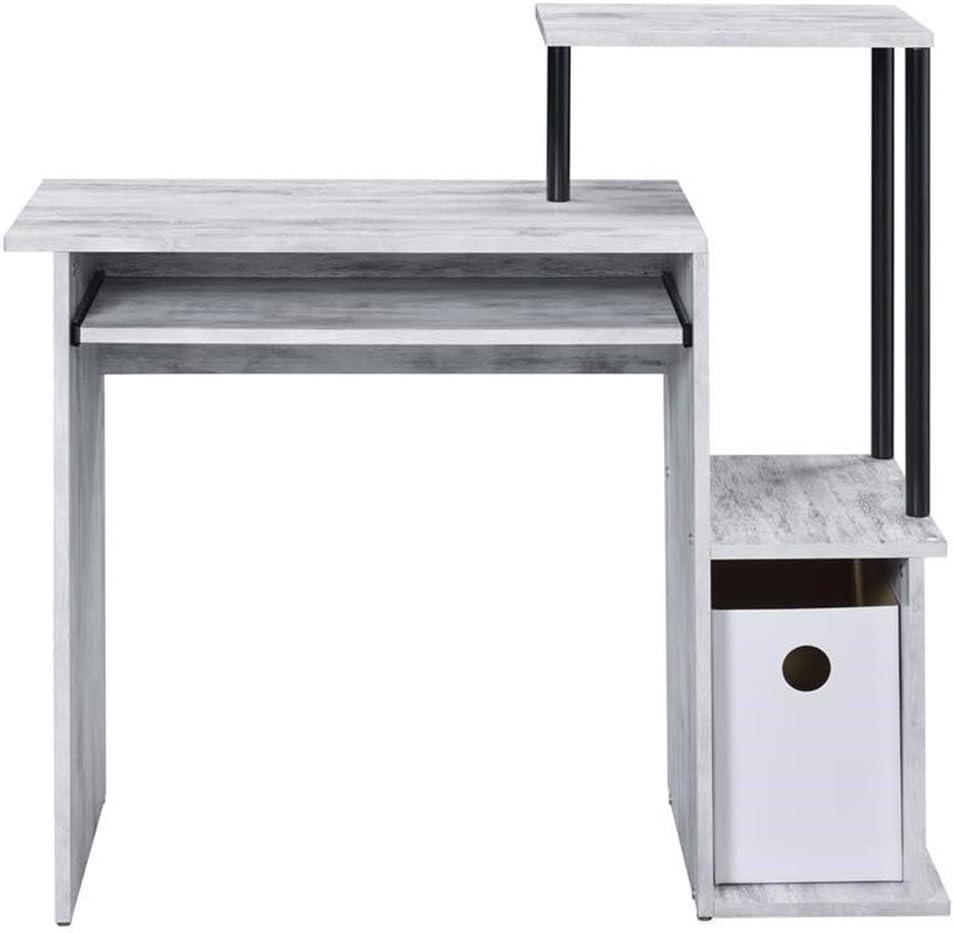 ACME Lyphre Computer Desk in Antique White and Black