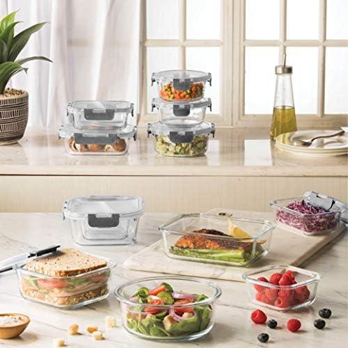 24-Piece Grey Glass Meal Prep Containers with Flip Top Lid