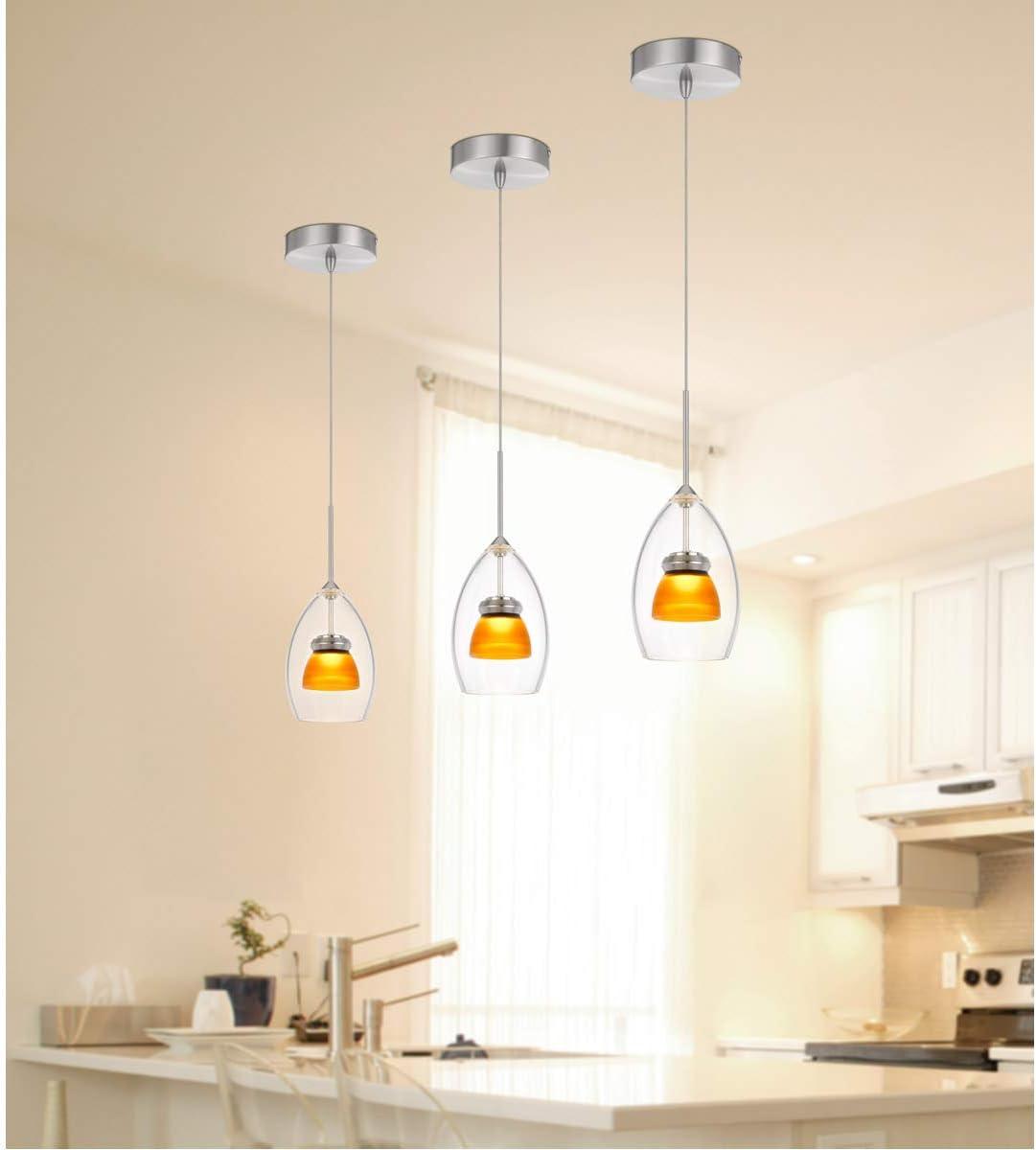 Clear Amber Frost Glass LED Mini Pendant Light