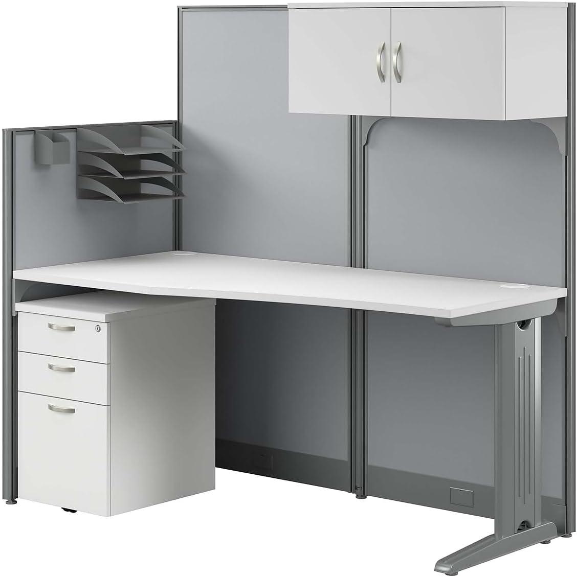 Bush Business Furniture Office In An Hour Rectangle 1 Person Cubicle with Cable Management