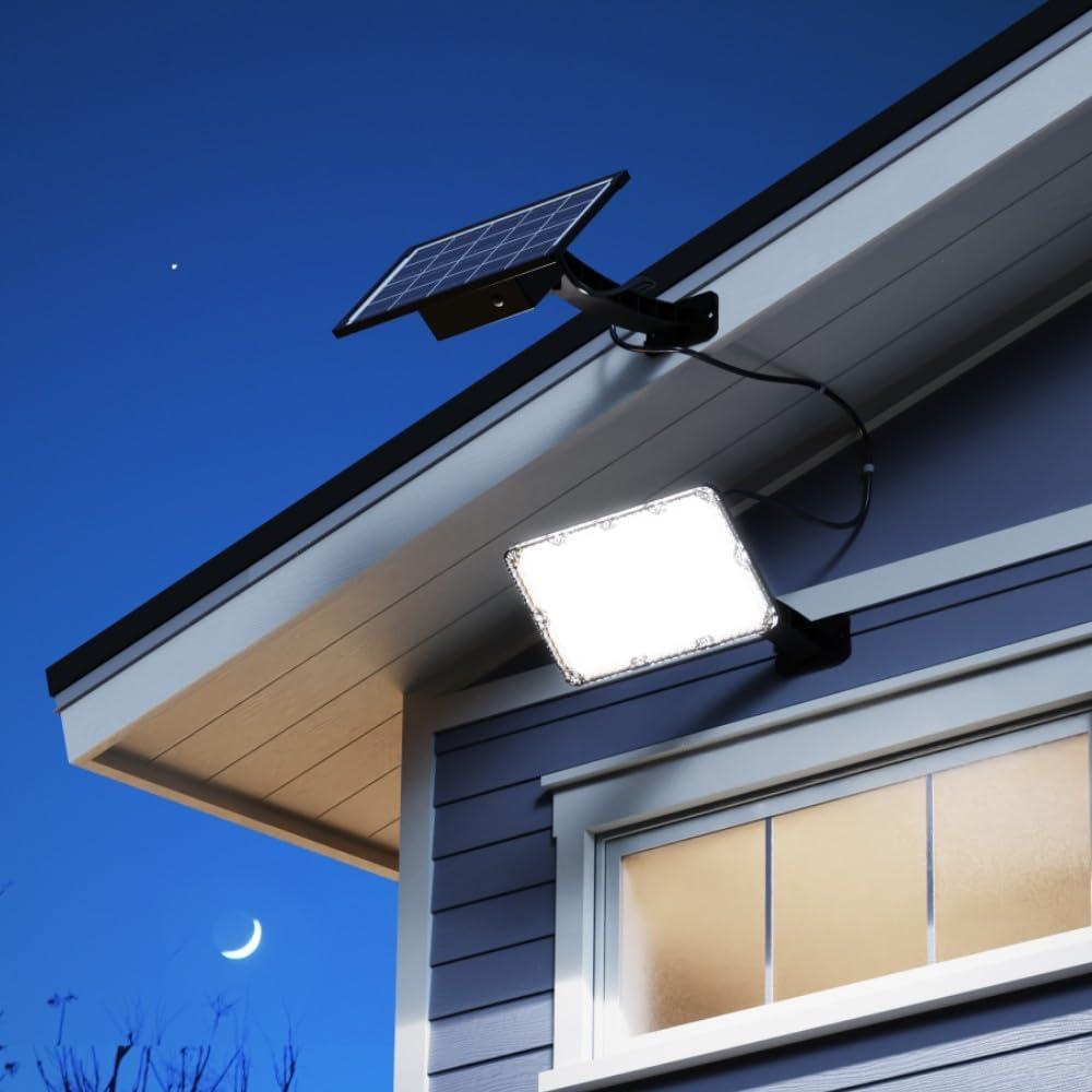 JACKYLED 1000 Lumens 299 LED Solar Lights Outdoor Bright Solar Dusk to Dawn Light with 4000mAh Battery, IP65 Waterproof Outdoor Solar Powered Security Flood Light for Wall Porch Shed Barn