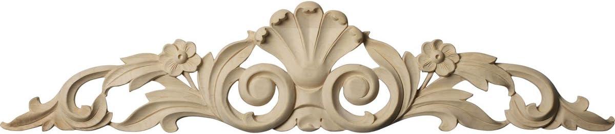Ekena Millwork 24 1/8"W x 5 1/8"H x 3/4"D Medium Farmingdale Center with Scrolls, Maple