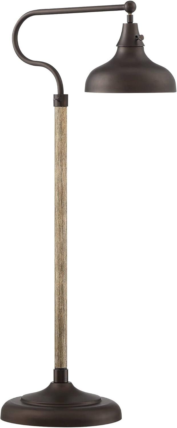 Franklin Iron Works Ferris Rustic Farmhouse Pharmacy Floor Lamp 57" Tall Bronze Faux Wood Grain Adjustable for Living Room Reading Bedroom Office Home