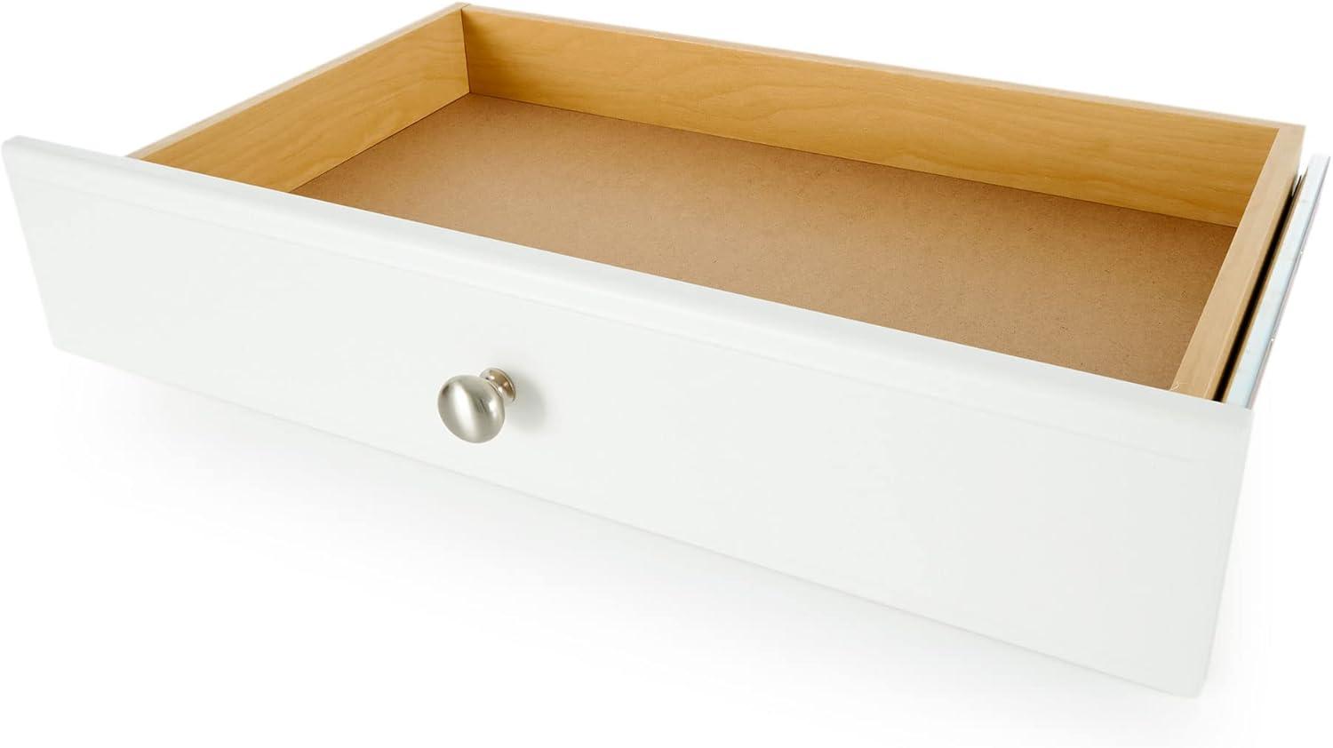 Deluxe White 24" Closet Storage Drawer with Chrome Round Knob