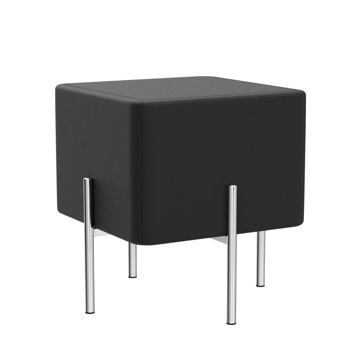 Cortesi Home  Zane Black Velvet and Metal Legs Cube Ottoman