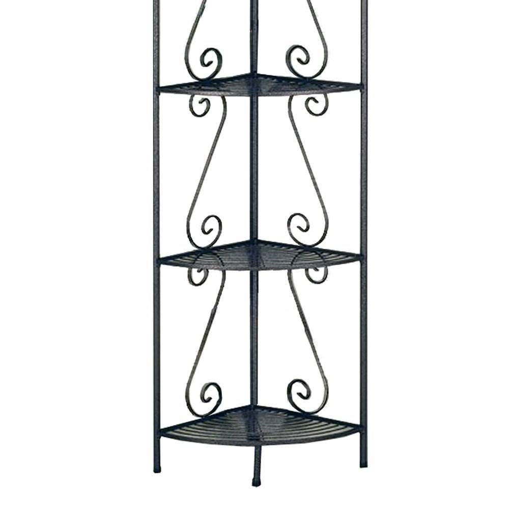Monarch Specialties Bookshelf, Bookcase, Etagere, Corner, 4 Tier, 70"H, Office, Bedroom, Brown Metal