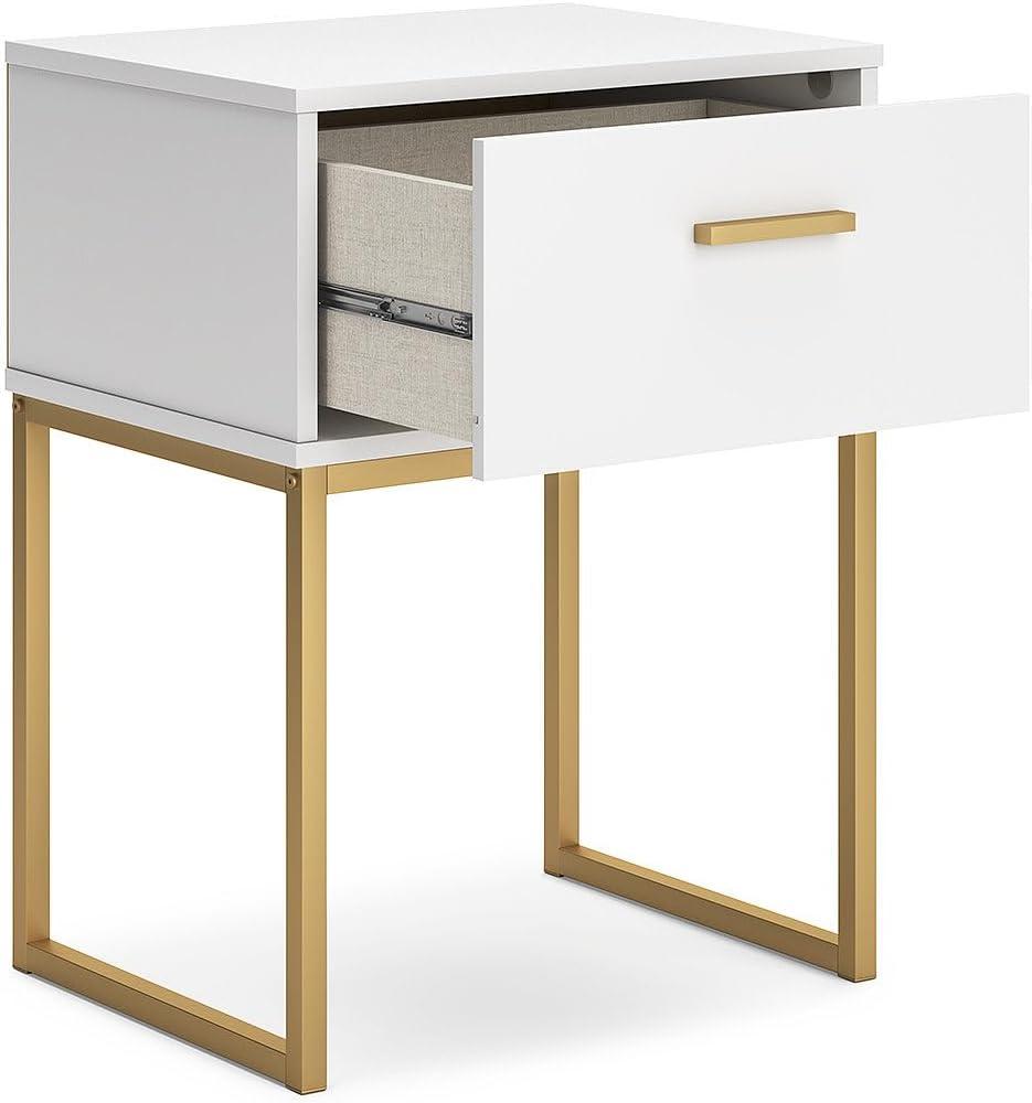 Signature Design by Ashley Socalle 1 Drawer Nightstand, White/Gold