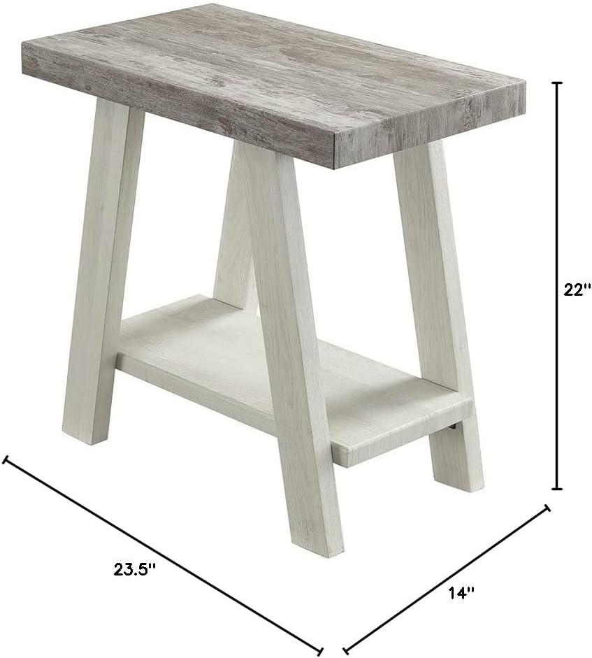 Roundhill Furniture Athens Wood Shelf End Table in Weathered Gray/Beige