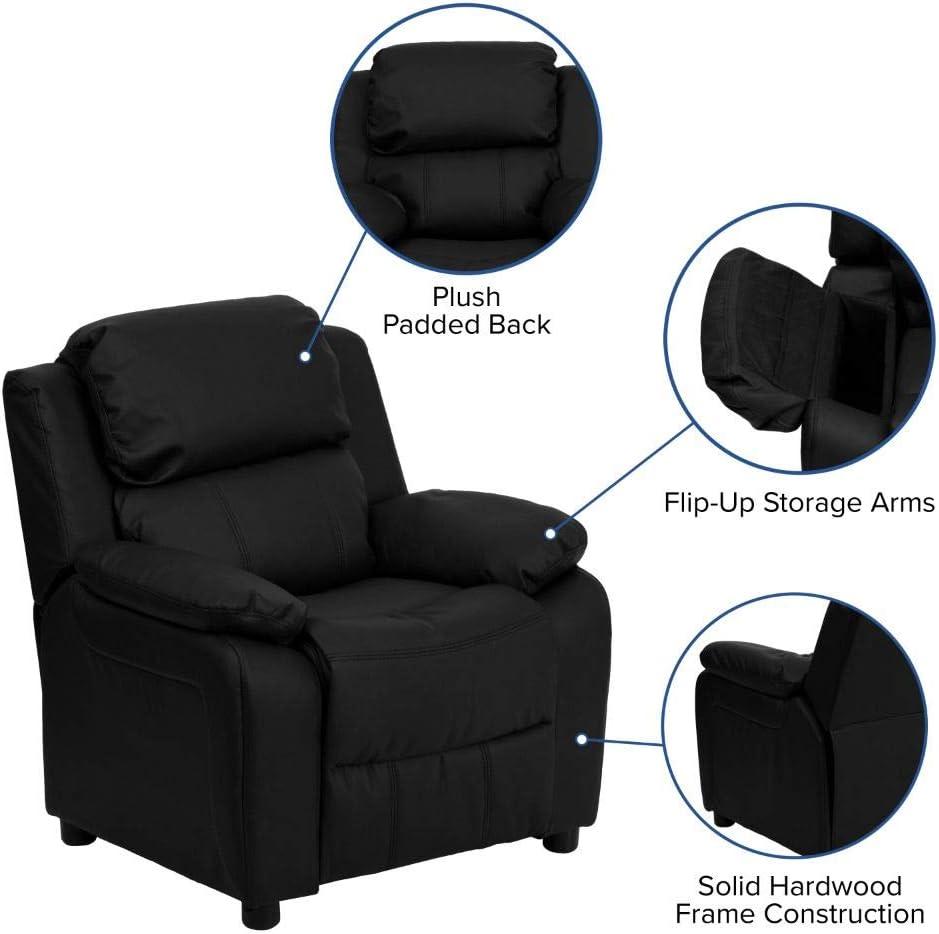 Cozy Kid's Black Microfiber Recliner with Cup Holder and Storage