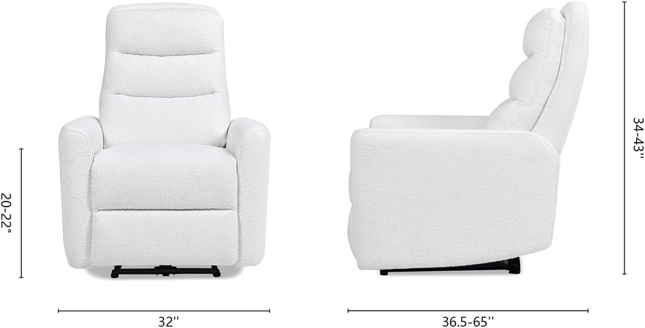 Jennifer Taylor Home Bloomy 32" Power Recliner High-Back Nursery Lounge Chair, Chiffon White Boucle