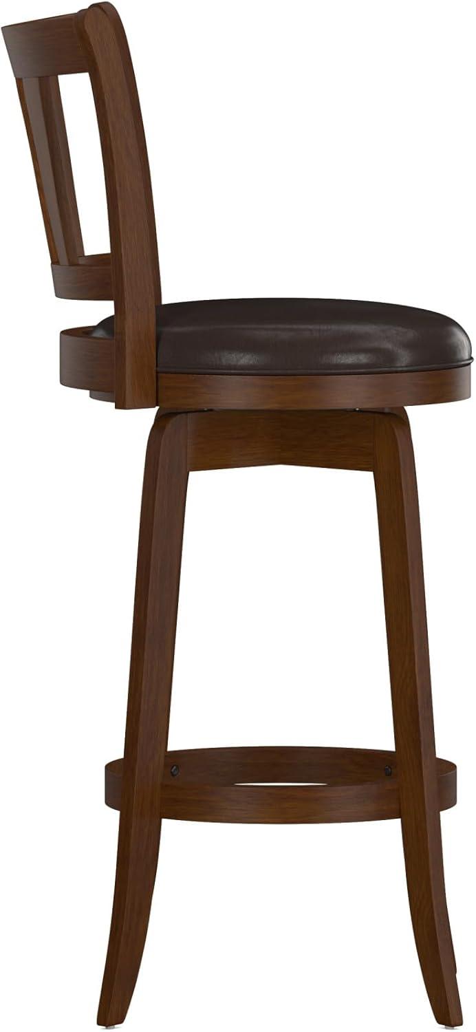 29.5" Presque Isle Swivel Barstool Cherry/Brown - Hillsdale Furniture: Padded High-Back with Footrest