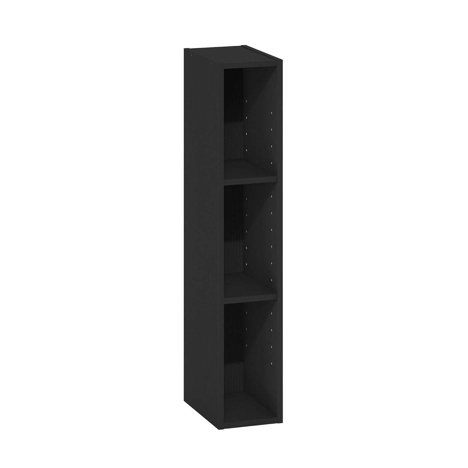 Furinno Fulda 3-Tier Space Saving Storage Shelf Bookcase, 6-Inch Width, Blackwood