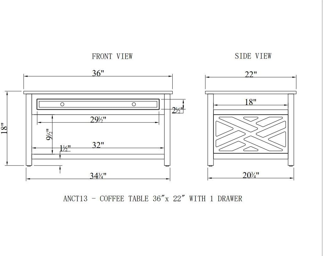 Coventry 36" White Pine Coffee and End Tables Set with Drawers