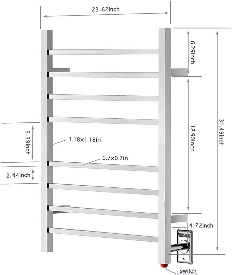 HEATGENE Towel Warmer, Heated Towel Warmer Rack, Wall-Mounted Hardwired/Plug-in Electric Towel Warmers for Bathroom, Hot Towel Rails - Brushed