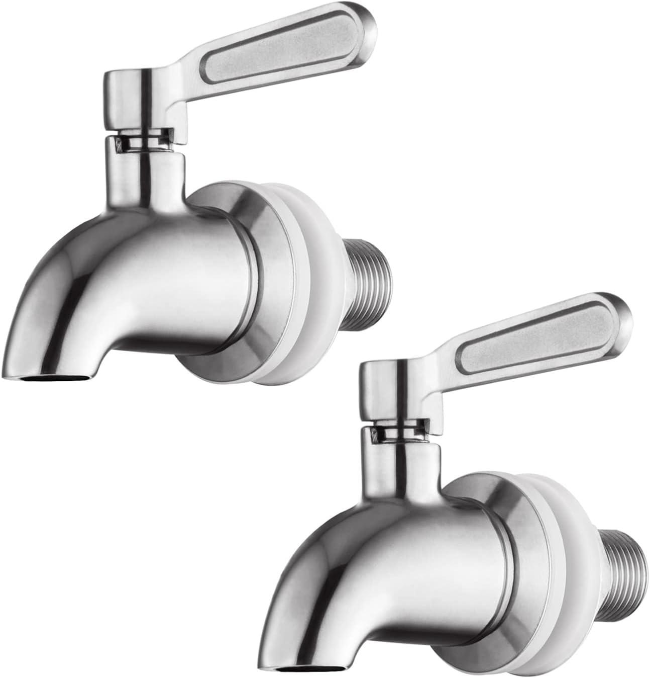 Polished Stainless Steel Beverage Dispenser Replacement Spigot Set