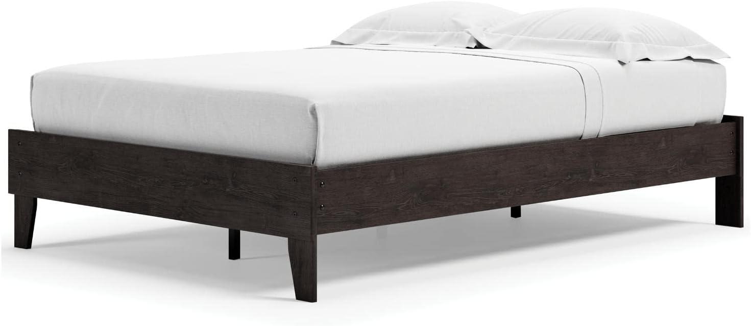Full Piperton Platform Bed Black - Signature Design by Ashley: Modern Style, MDF Frame, No Box Spring Needed