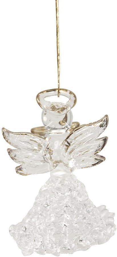 Set of 8 Clear Glass Angel Ornaments with Gold Accents