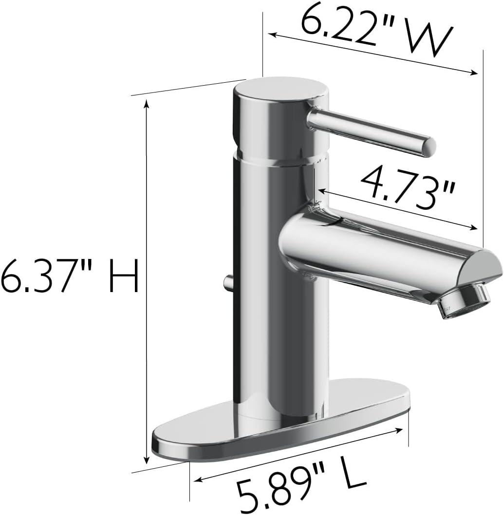 Eastport II Modern Single-Handle Bathroom Faucet with Deck Plate, Polished Chrome – Design House, 593897