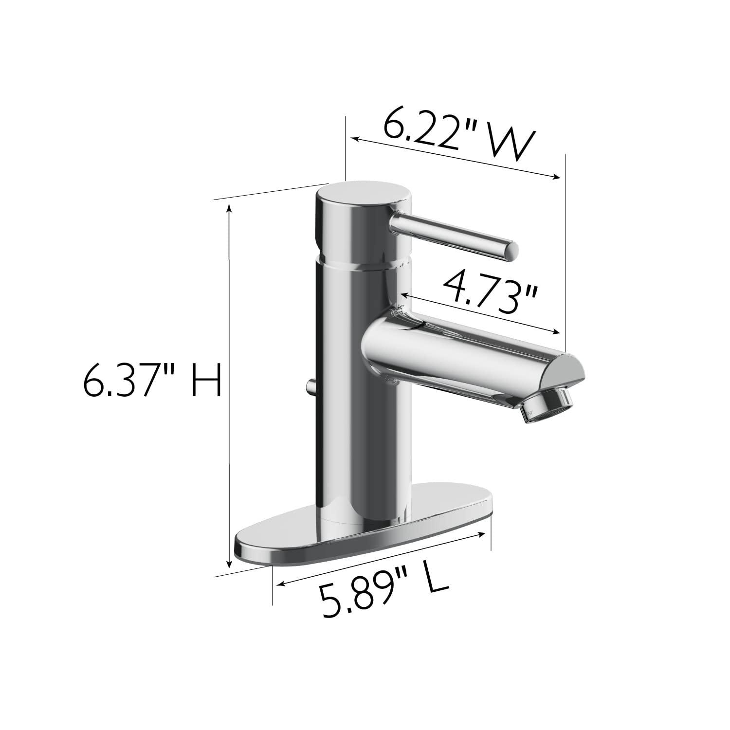 Eastport II Modern Single-Handle Bathroom Faucet with Deck Plate, Polished Chrome – Design House, 593897