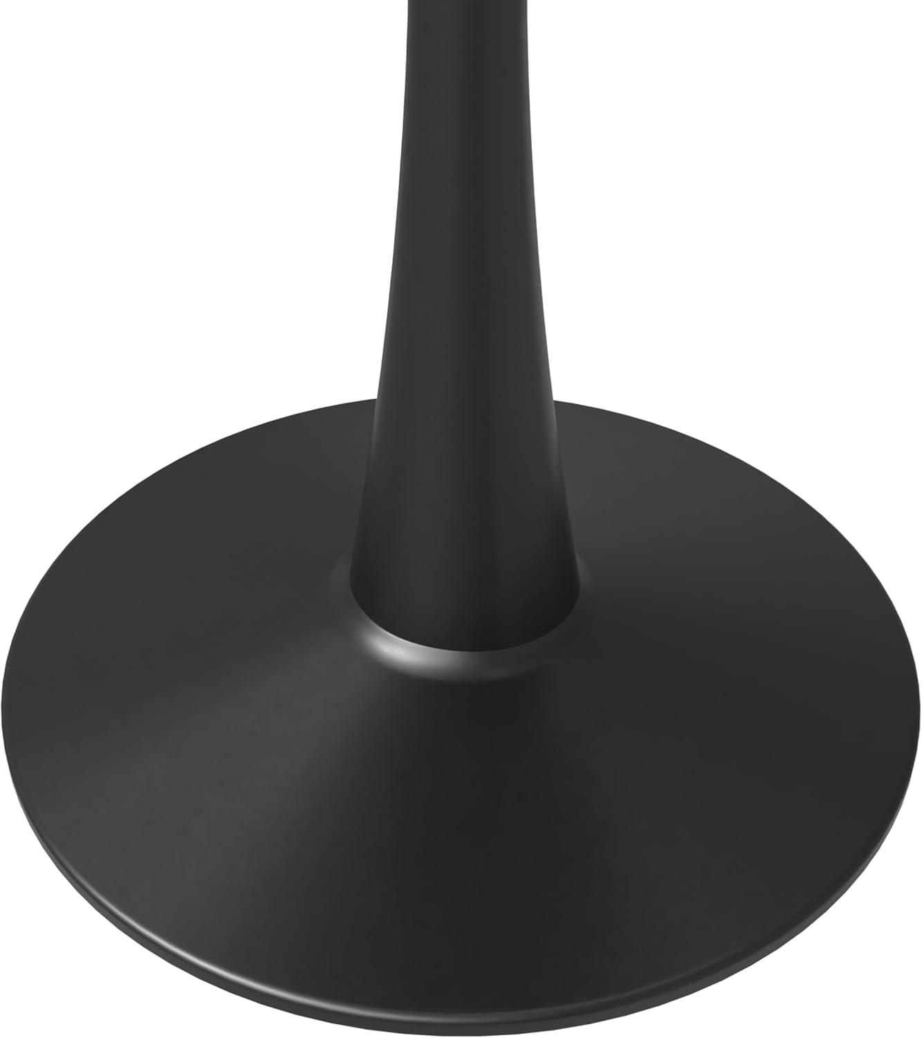 LeisureMod Round Dining Table 31" Sintered Stone Tabletop in Black Steel Bistro Series