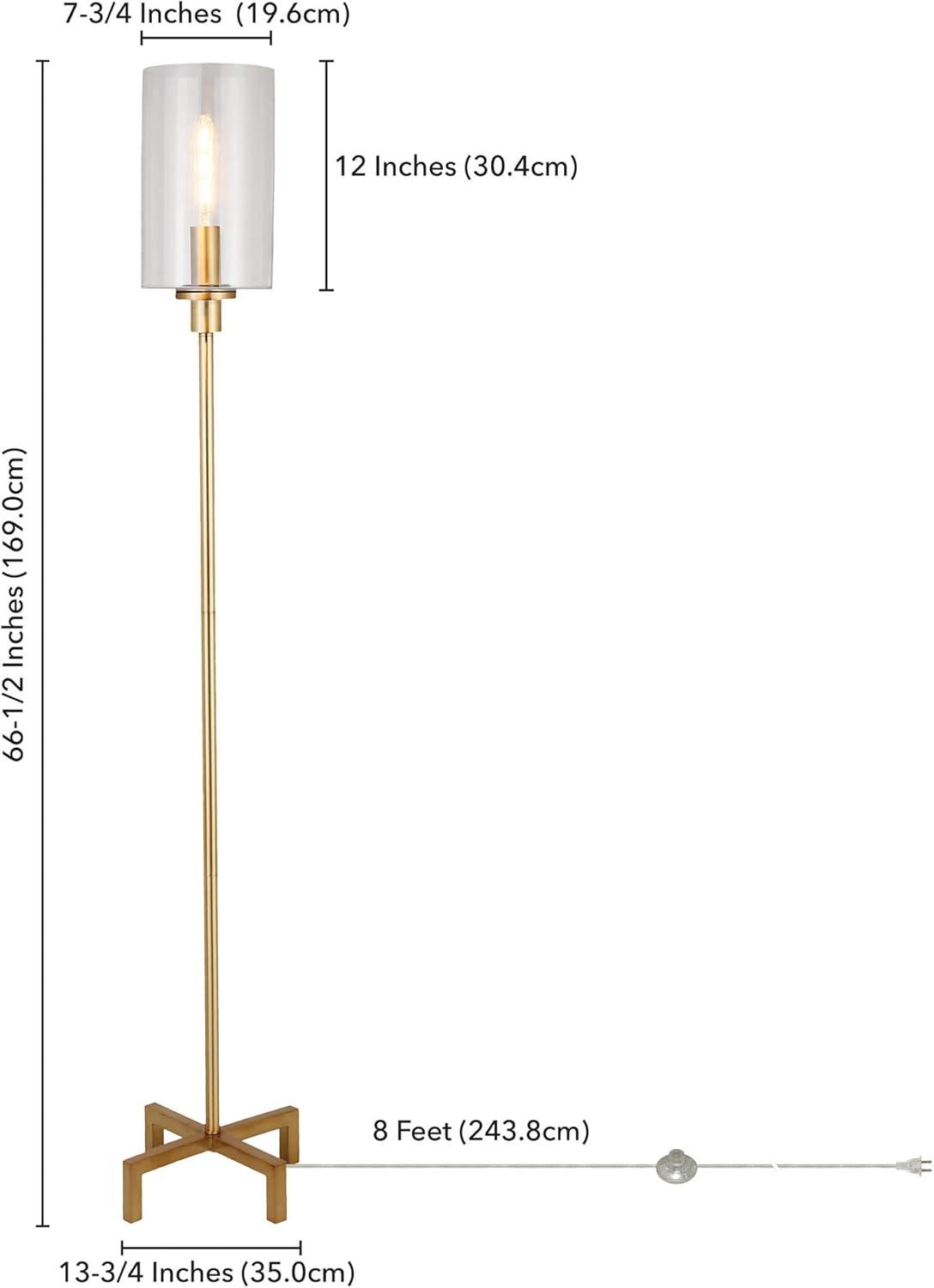 Brass and Clear Glass Minimalist Floor Lamp