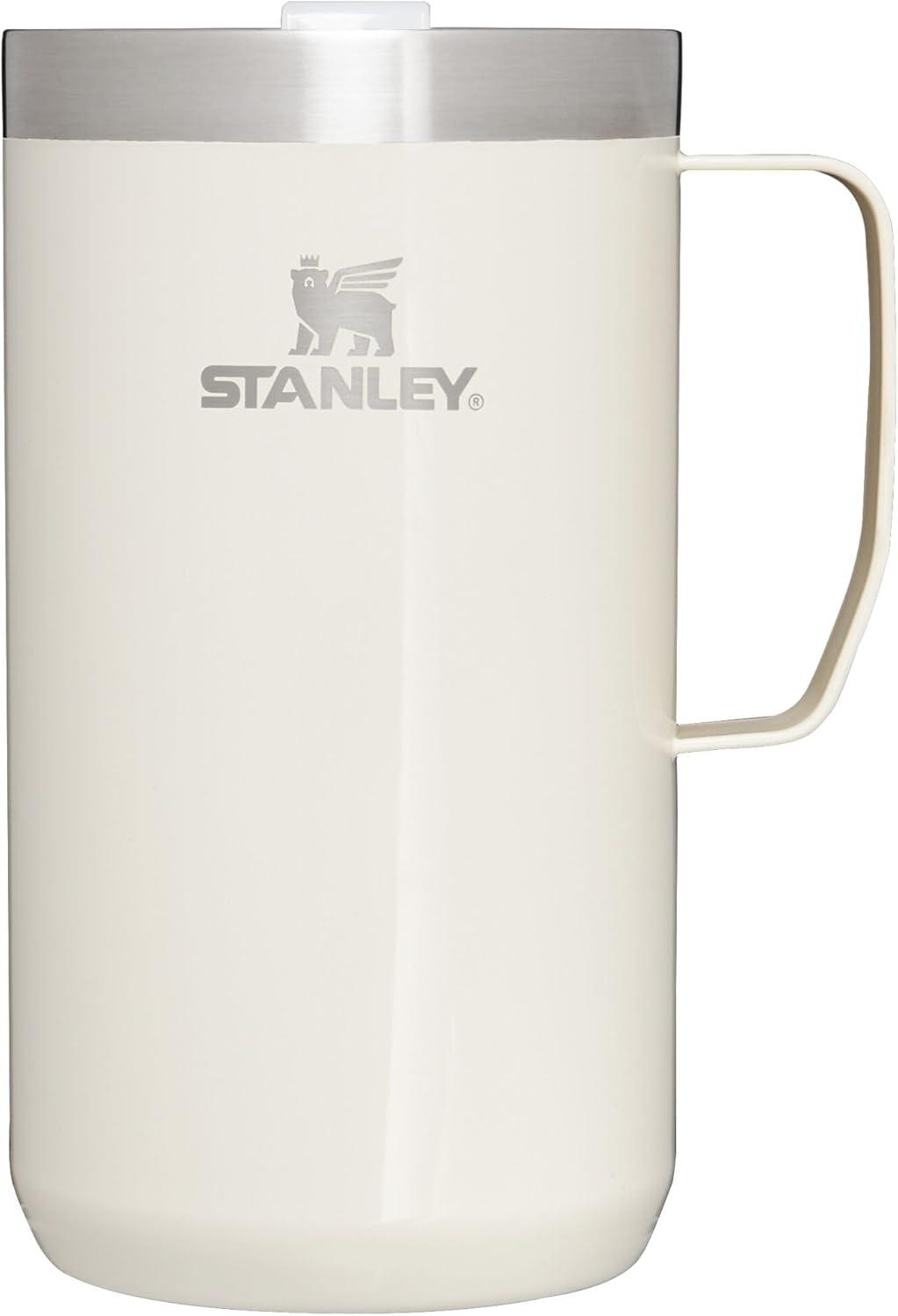 Stanley 24 oz Stainless Steel Classic Legendary Mug Cream Gloss: Dishwasher-Safe Drinkware for Hot & Cold Beverages