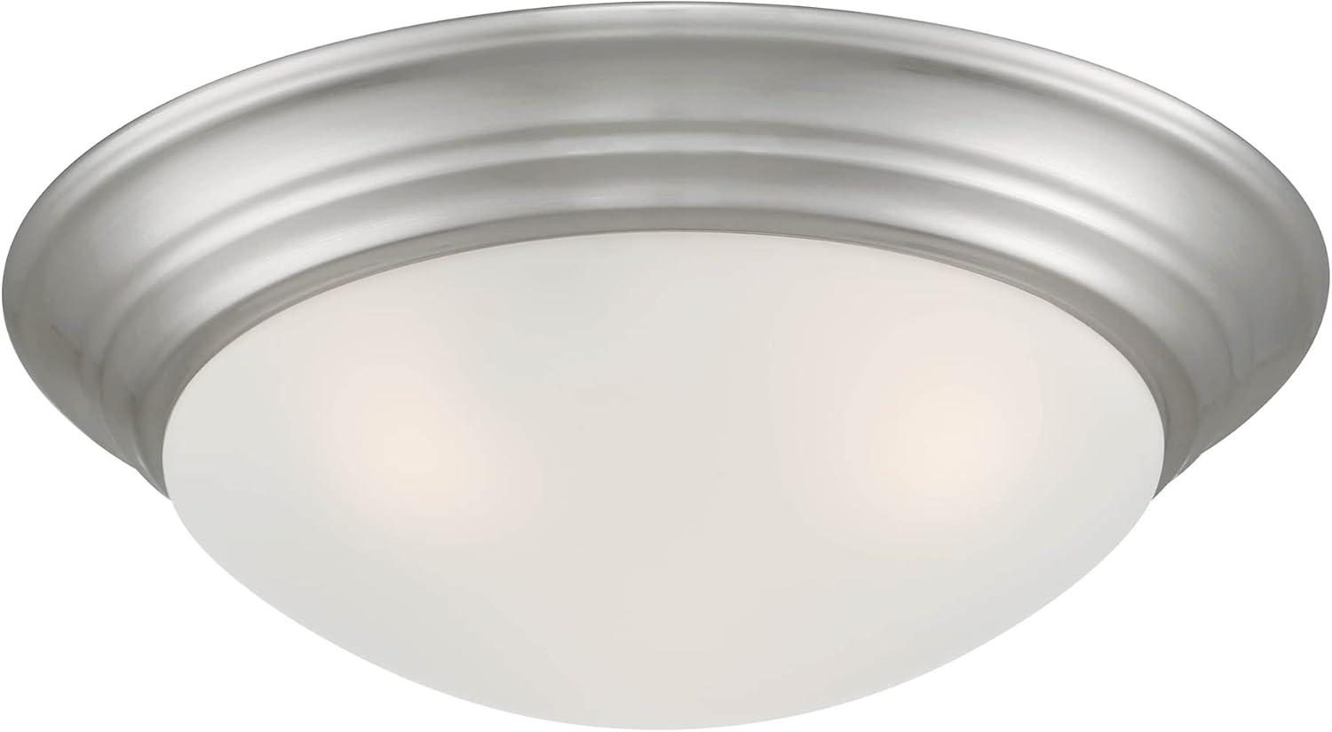 Modern Tap 14" Brushed Nickel & Glass Flush Mount Light