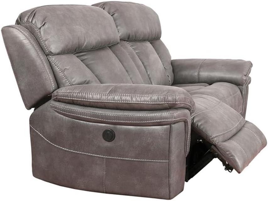 Estelle Power Loveseat in Gunmetal Fabric